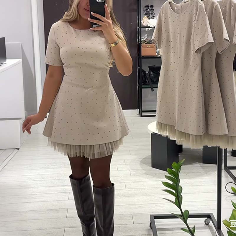 Rovienna™  | Vestido corto con encaje y brillo sofisticado