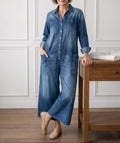 Saylor | Mono denim de algodón suave con lavado vintage y cierre de botones
