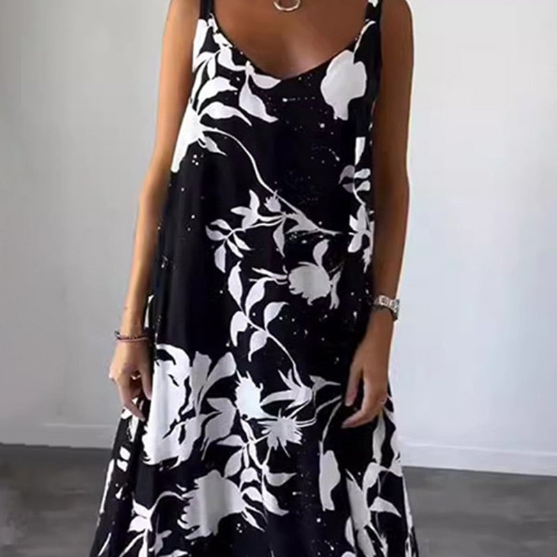 Yvela | Vestido sin mangas de algodón con estampado floral