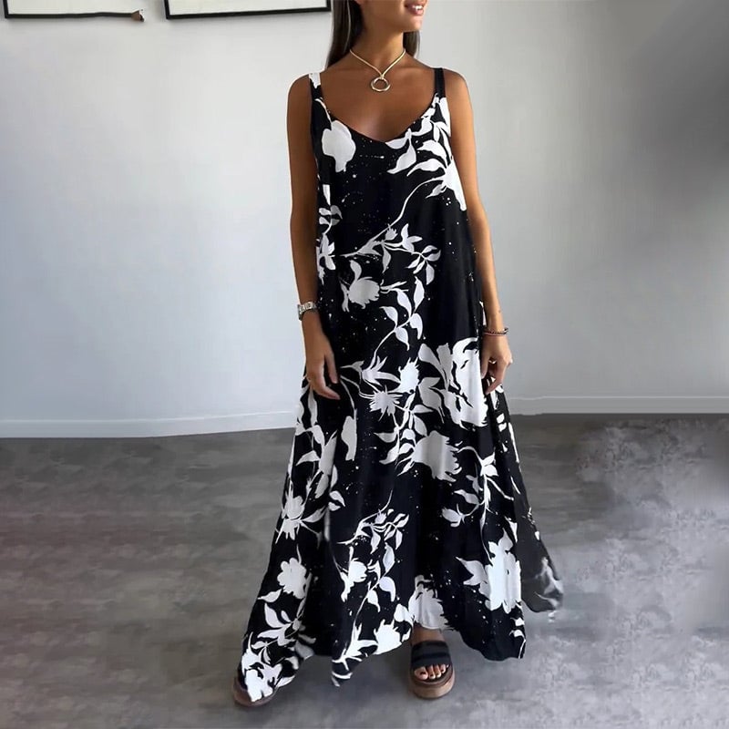 Yvela | Vestido sin mangas de algodón con estampado floral