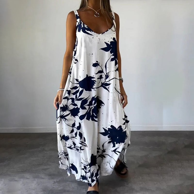 Yvela | Vestido sin mangas de algodón con estampado floral