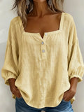 Ruvia™ | Mujer Blusa Color sólido Diario Elegante Básico Manga 3/4 Escote Cuadrado